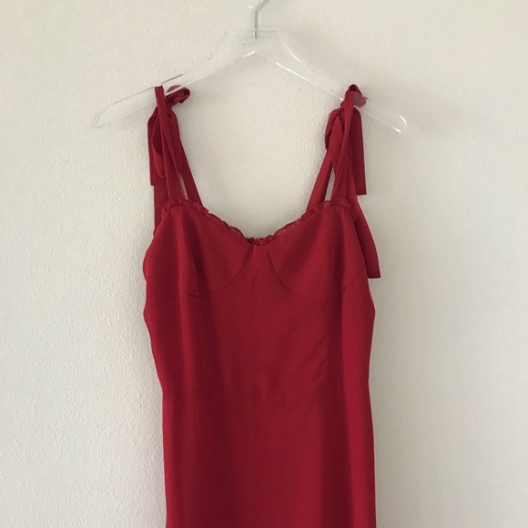 O.P.T. Toile de Jouy Red Tie Strap Midi Dress - Picture 8 of 15